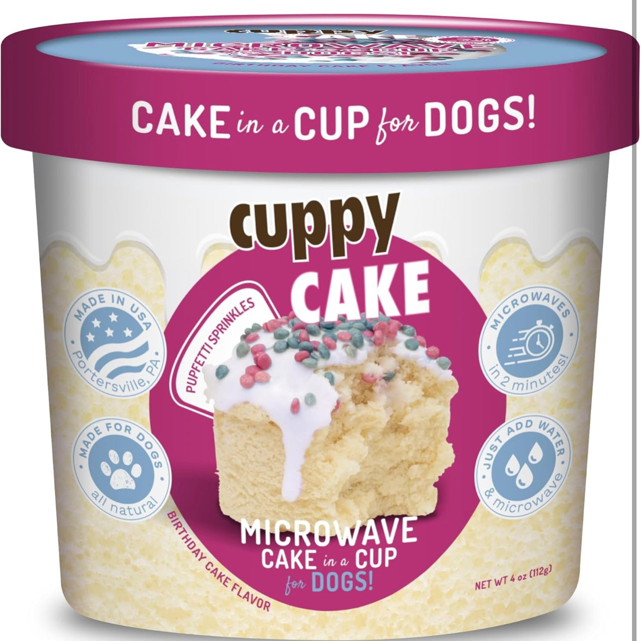 Cuppy Cake - Microwave Dog Birthday Cake in A Cup w/Pupfetti Sprinkles